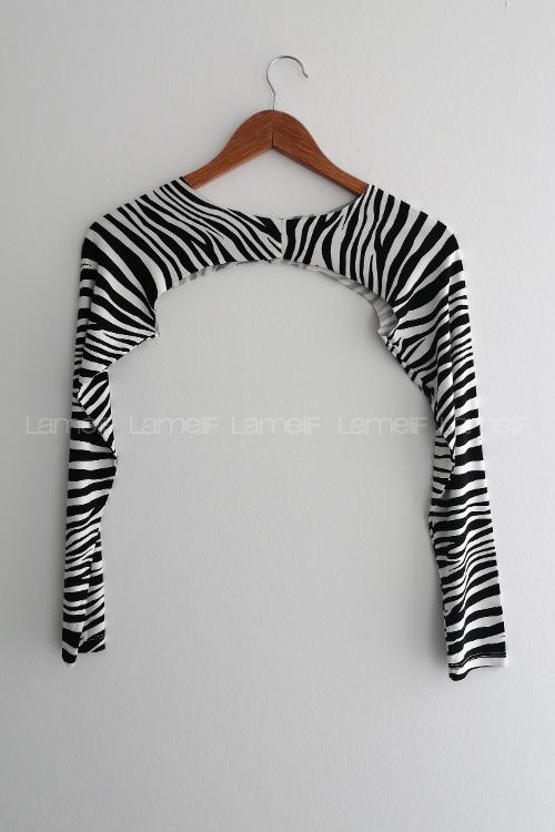 Lamelif Zebra Desen Uzun Kol İçlik Siyah Beyaz