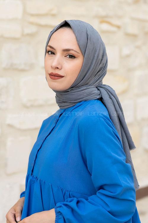 Lamelif Bambu Şal Koyu Gri