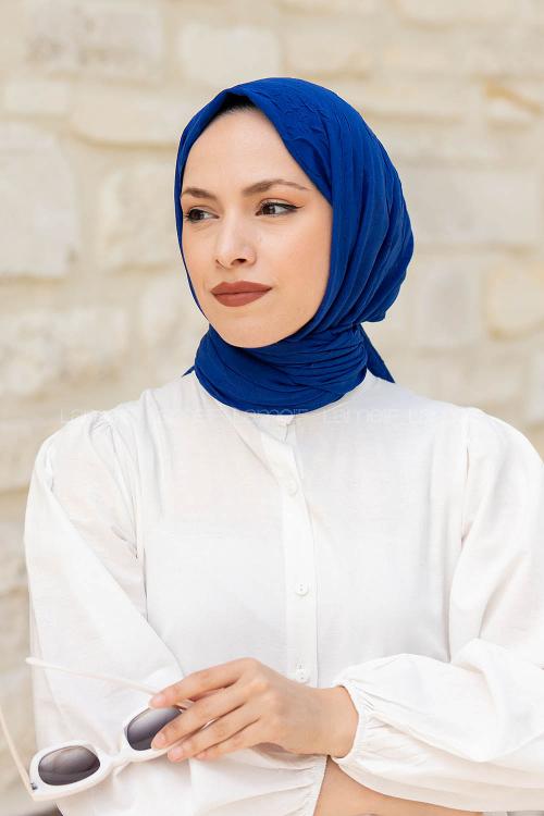 Lamelif Bambu Şal Saks Mavisi