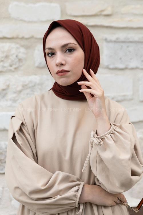 Lamelif Keten Eşarp Koyu Kiremit