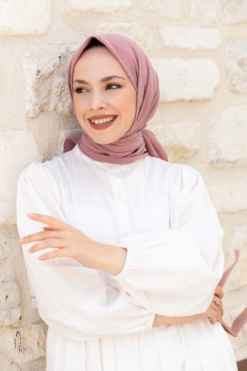 Lamelif Keten Eşarp Pudra