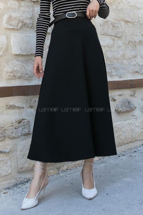 Lamelif Kloş Etek Siyah