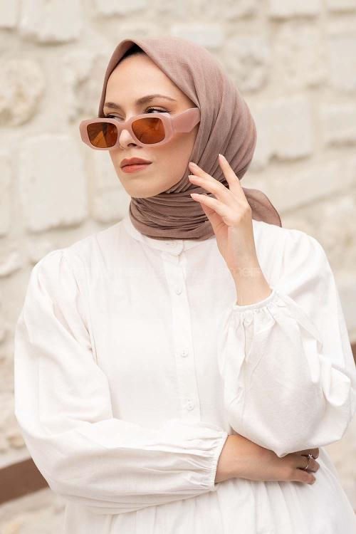 Lamelif Keten Eşarp Koyu Vizonrengi