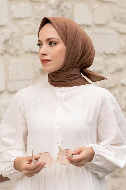 Lamelif Keten Eşarp Sütlü Kahve