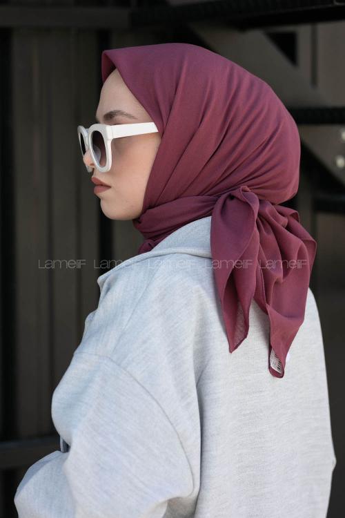 Lamelif Keten Eşarp Koyu Gül