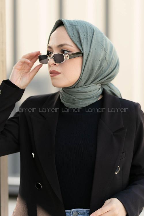 Plum Green Cotton Fabric Straight Shawl