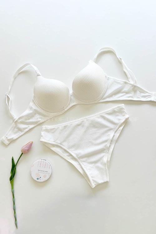 White Cotton Fabric Underwire Support Bralet