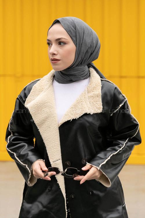 Lamelif Keten Şal Füme