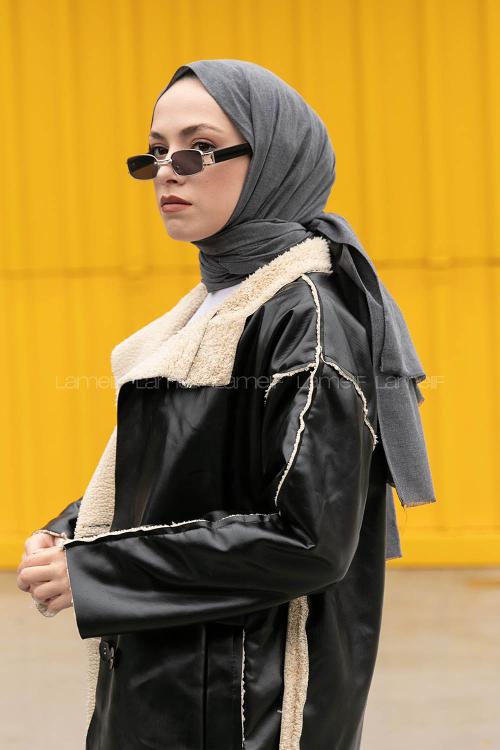 Lamelif Keten Şal Füme