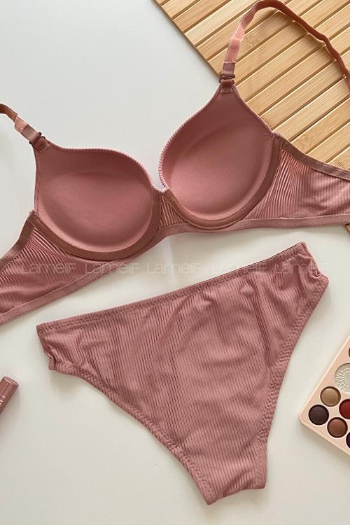 Lamelif Aria Destekli Fitilli Takım Pudra Renk