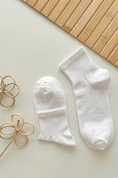 Lamelif Yarım Kolej Çorap Beyaz
