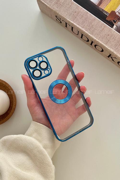 Lamelif iPhone 13 Pro Max Lens Korumalı Telefon Kılıfı Mavi