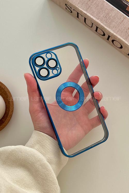 Lamelif iPhone 13 Pro Max Lens Korumalı Telefon Kılıfı Mavi