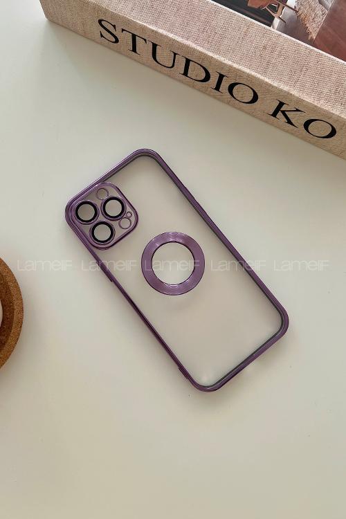 Lamelif iPhone 13 Pro Max Lens Korumalı Telefon Kılıfı Mor