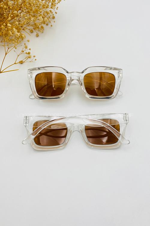 Lamelif Riva Şeffaf Çerçeve Kahve Cam Güneş Gözlüğü