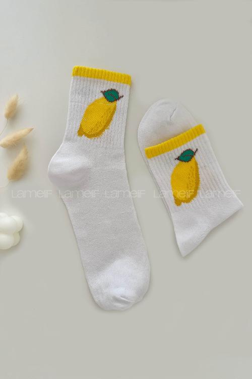 Lamelif Limon Desen Kolej Çorap