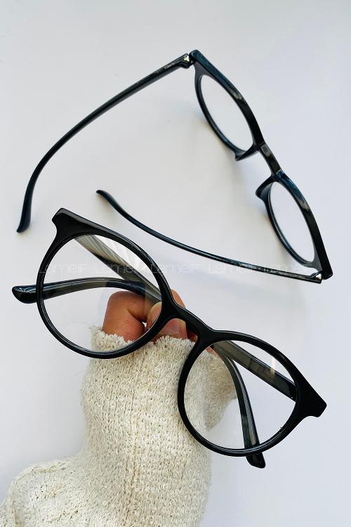 Lamelif Ayris -Siyah Çerçeve Şeffaf Cam- Güneş Gözlüğü