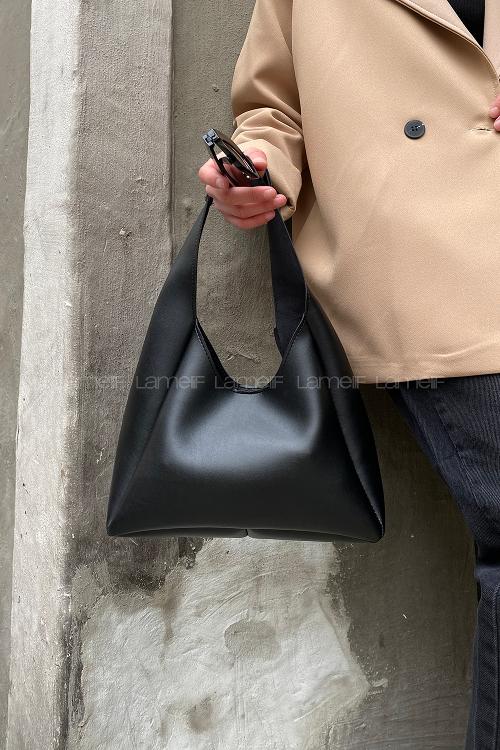 Lamelif Omuz Askılı Deri Görünümlü Kadın Çanta Siyah