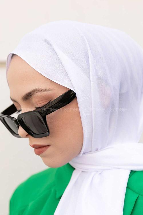 Lamelif Zebra Desen Jakar Serisi Şal Beyaz