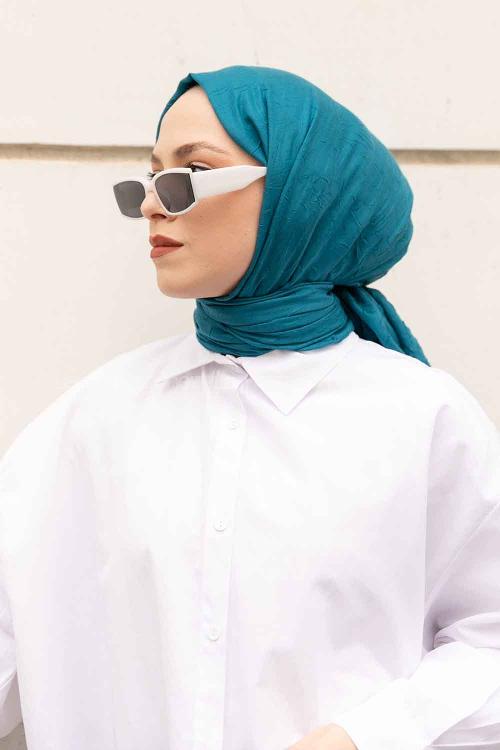 Lamelif Bambu Şal Petrol Mavisi