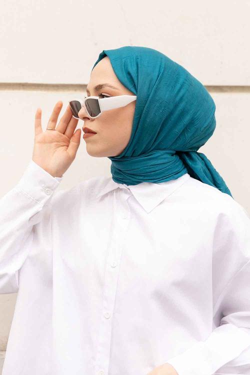 Lamelif Bambu Şal Petrol Mavisi