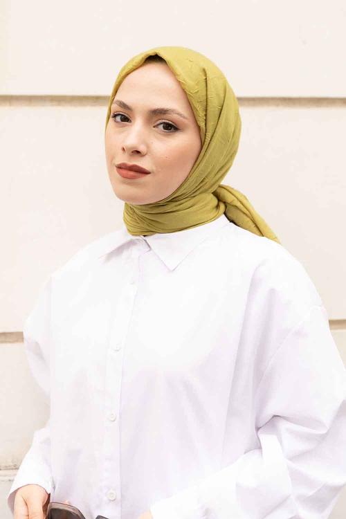 Lamelif Bambu Şal Yağ Yeşili