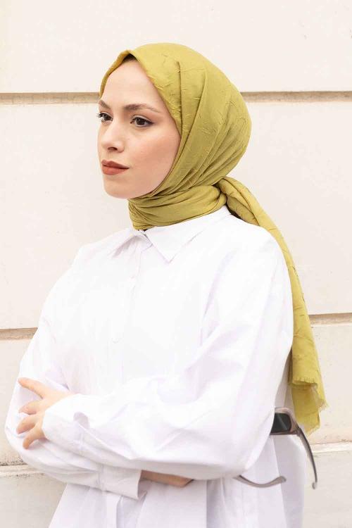 Lamelif Bambu Şal Yağ Yeşili