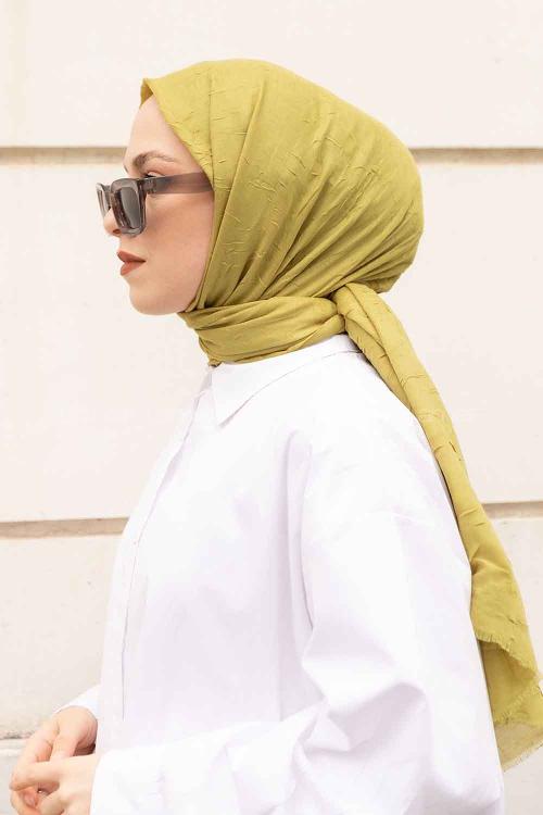 Lamelif Bambu Şal Yağ Yeşili