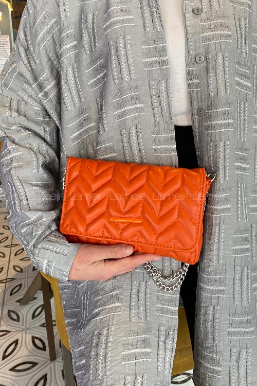 Orange Buckle Skin Hand Bag Bag