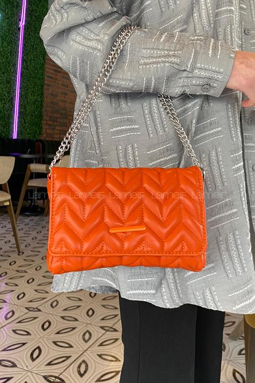 Orange Buckle Skin Hand Bag Bag