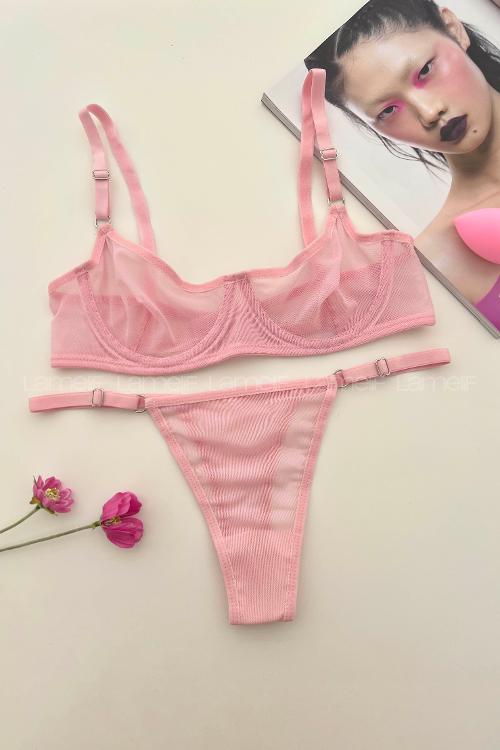 Pink Cotton Fabric Underwire Unsupport 
