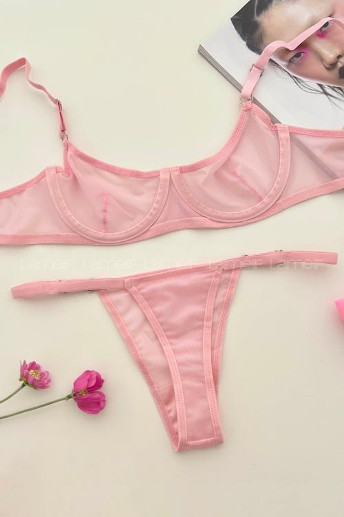 Pink Cotton Fabric Underwire Unsupport 