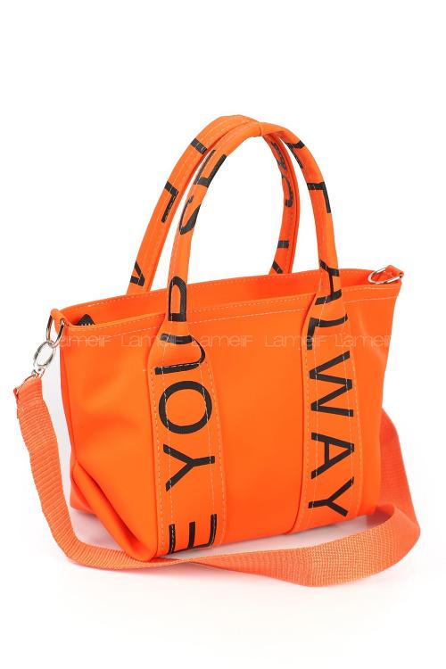 Orange Buckle Skin Hand Bag Bag