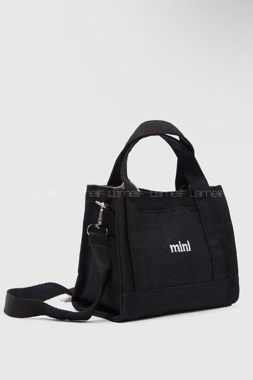 Lamelif Kanvas Mini Kadın Çanta Siyah