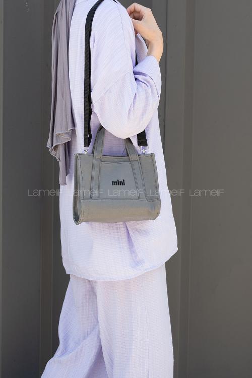 Lamelif Kanvas Mini Kadın Çanta Gri