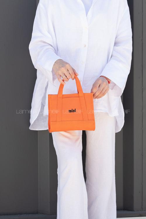 Orange Buckle Skin Hand Bag Bag