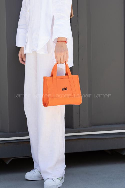 Orange Buckle Skin Hand Bag Bag