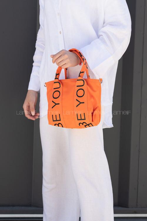 Orange Buckle Skin Hand Bag Bag