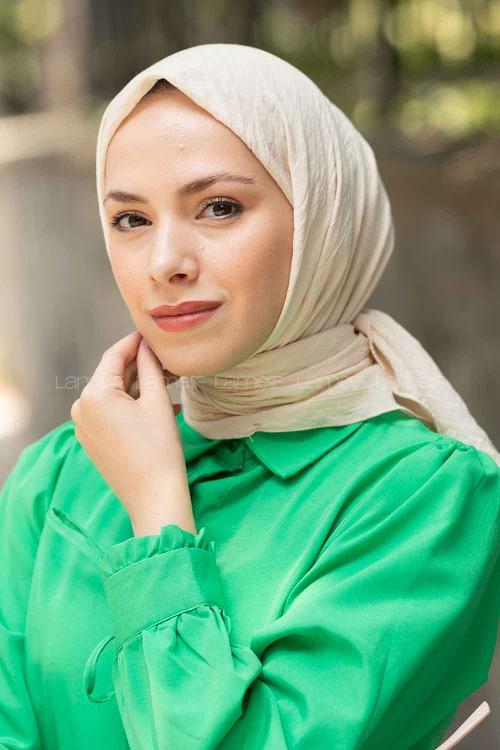 Beige Cotton Fabric Straight Scarf