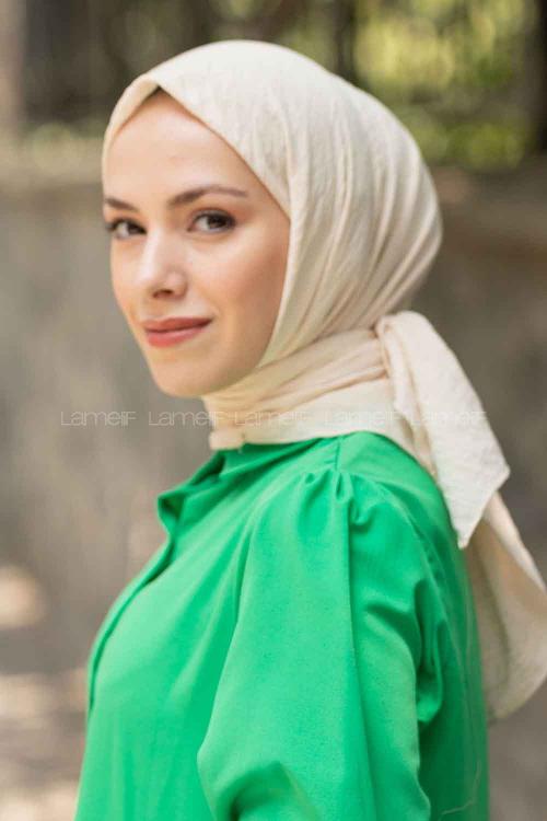 Beige Cotton Fabric Straight Scarf