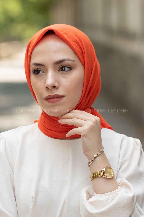 Orange Cotton Fabric Straight Scarf