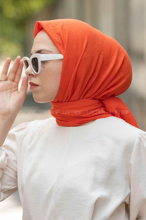 Orange Cotton Fabric Straight Scarf