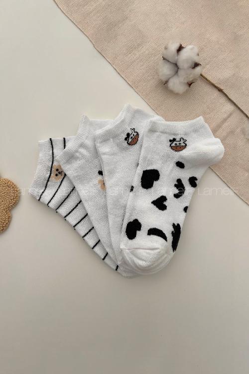 Lamelif  4li Sevimli Patik Çorap