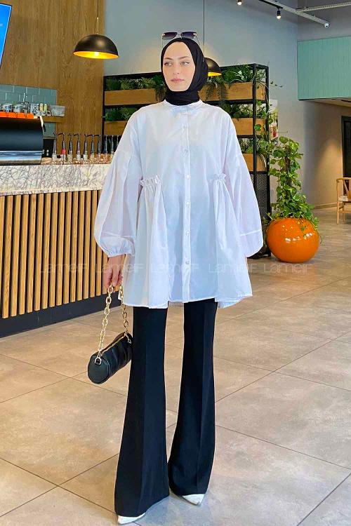 White Shirt Collar Linen Cotton Tunic