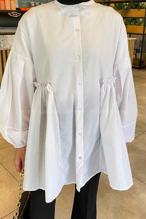 White Shirt Collar Linen Cotton Tunic