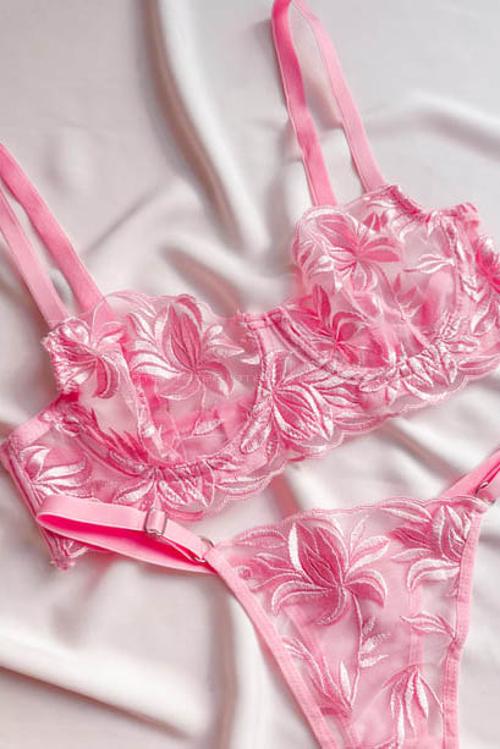 Candy Pink Cotton Fabric Underwire Unsupport 