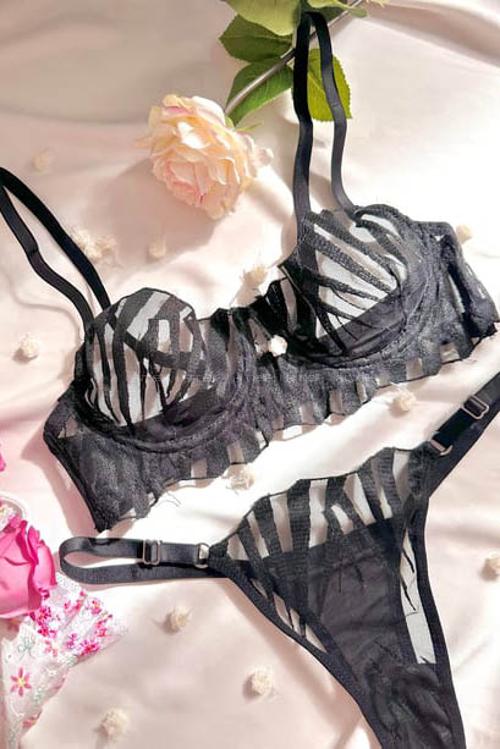 Lamelif Zebra Bra Tül Takım