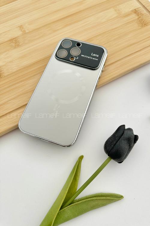 Lamelif iPhone 14 Pro Max Kamera Korumalı Telefon Kılıfı Gold Gri