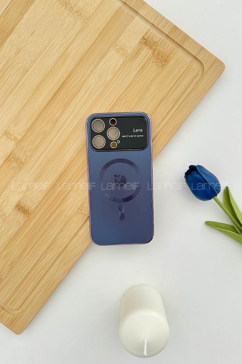 Lamelif iPhone 14 Pro Max Kamera Korumalı Telefon Kılıfı Patlıcan Moru Rengi