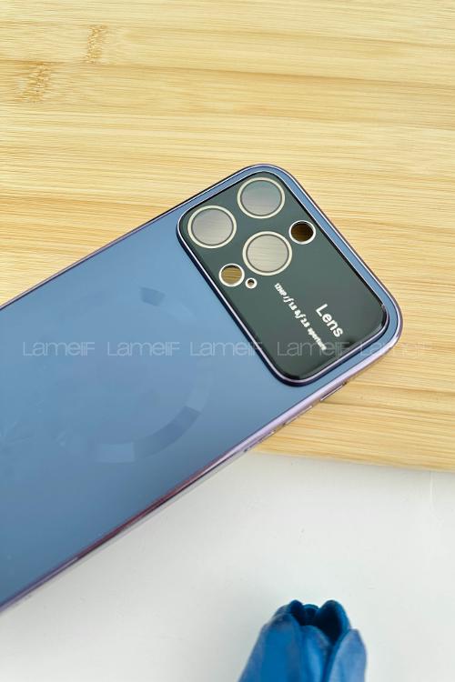 Lamelif iPhone 14 Pro Max Kamera Korumalı Telefon Kılıfı Patlıcan Moru Rengi